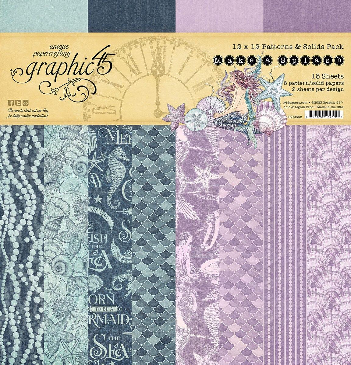 Make A Splash Collection 12 x 12 Patterns & Solids Scrapbook Paper Pack by Graphic 45