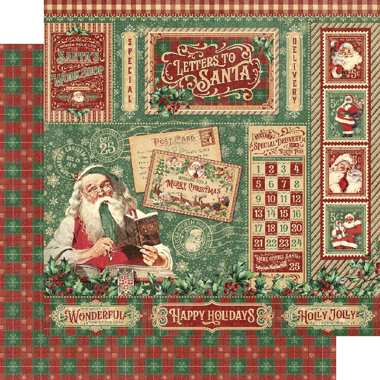 Letters To Santa Collection Letters To Santa 12 x 12 Double-Sided Scrapbook Paper by Graphic 45 - Scrapbook Supply Companies