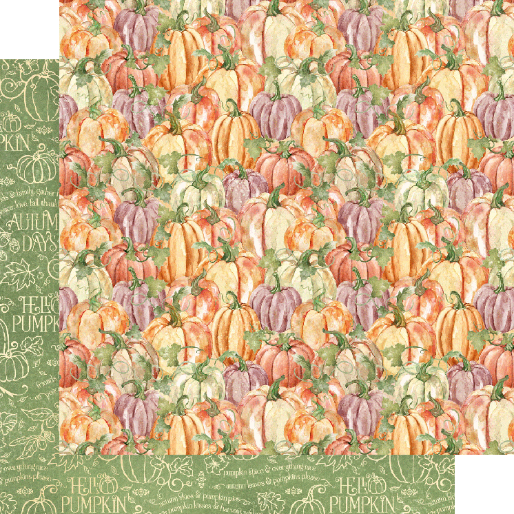 Hello Pumpkin Collection Harvest Time 12 x 12 Double-Sided Scrapbook Paper by Graphic 45 - Scrapbook Supply Companies
