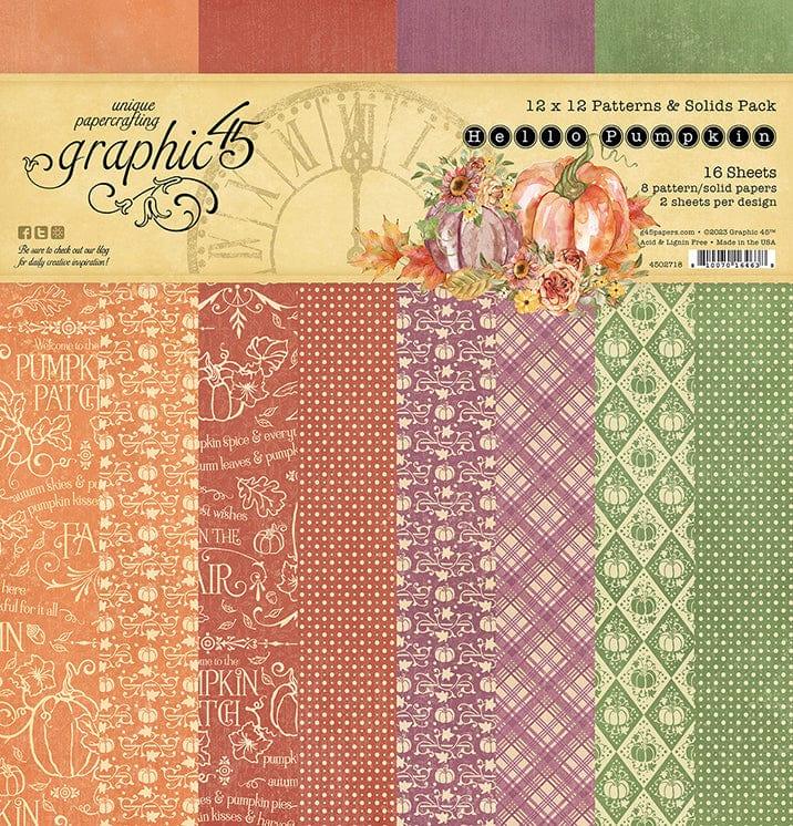 Hello Pumpkin Collection 12 x 12 Patterns & Solids Scrapbook Paper Pack by Graphic 45 - Scrapbook Supply Companies