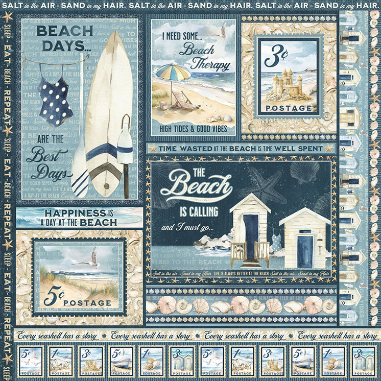 The Beach is Calling Collection Enjoy The Waves 12 x 12 Double-Sided Scrapbook Paper by Graphic 45