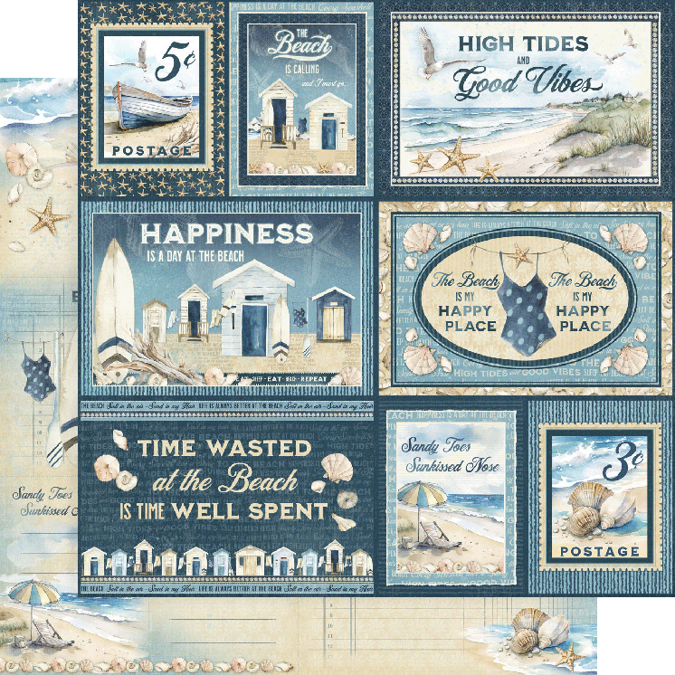 The Beach is Calling Collection High Tide Good Vibes 12 x 12 Double-Sided Scrapbook Paper by Graphic 45