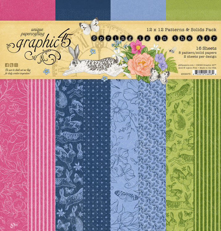 Spring Is In The Air Patterns & Solids 12 x 12 Coordinating Scrapbook Collection Pack by Graphic 45