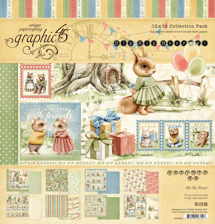 Hip Hip Hooray! 12 x 12 Scrapbook Collection Pack by Graphic 45 - 16 Papers