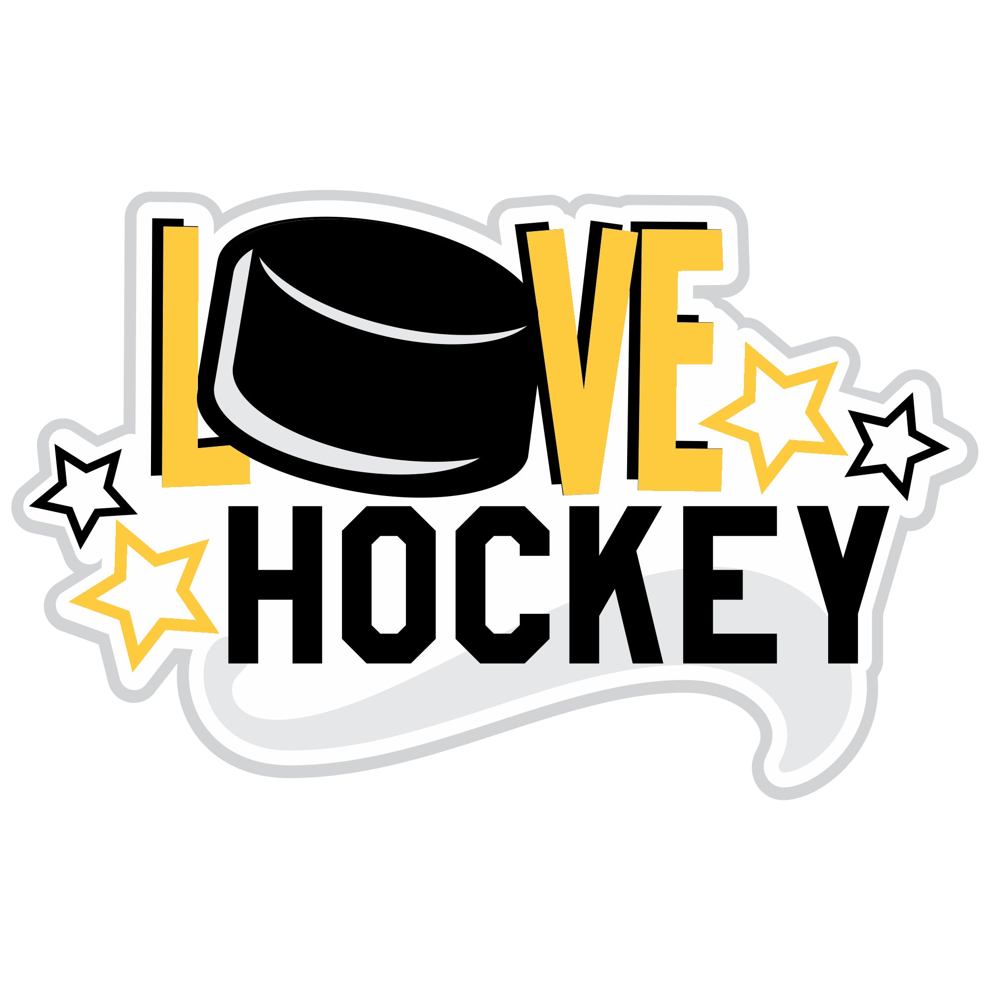 Love Hockey Custom Color Title 6.5 x 4.5 Fully-Assembled Laser Cut Scrapbook Embellishment by SSC Laser Designs