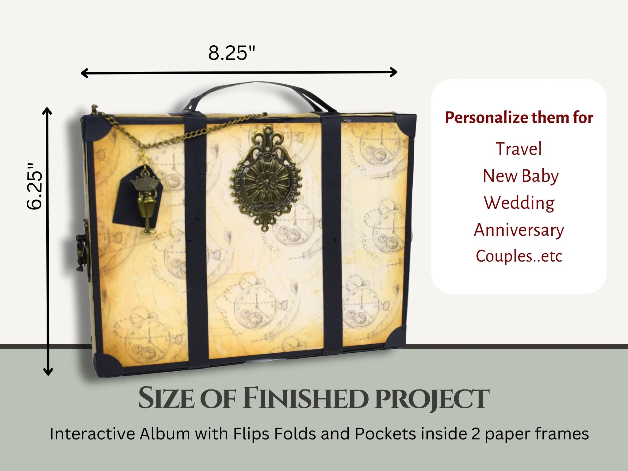Easy Albums Collection Frame Accordion Suitcase Scrapbook Kit by CrafTreat - Set of 2 Albums
