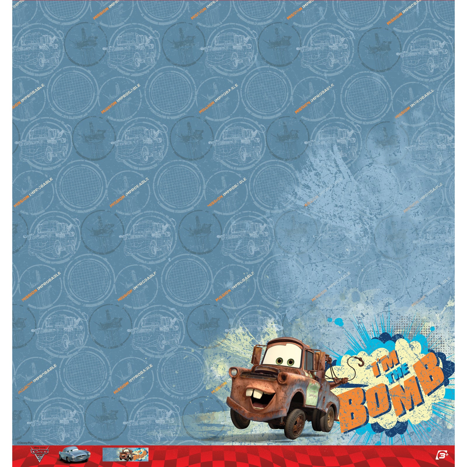 Disney Collection Cars 2 Tow Mater I'm The Bomb 12 x 12 Scrapbook Paper by EK Success