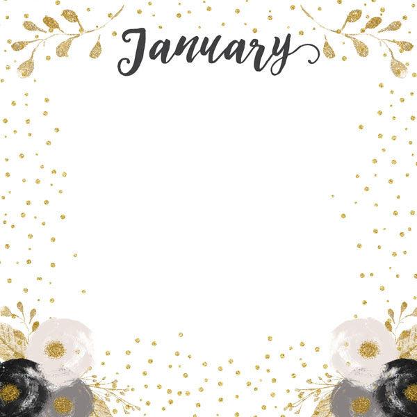 Calendar Memories Collection January 12 x 12 Double-Sided Scrapbook Paper by Scrapbook Customs - Scrapbook Supply Companies