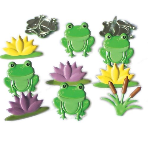 Frogs & Lily Pads Brads Scrapbook or Card Embellishments by Eyelet Outlet - Pkg. of 12