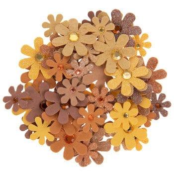 Floral Embellishments Collection Fall Flower with Glitter Gemstones by SSC Designs- 50 Pieces - Scrapbook Supply Companies