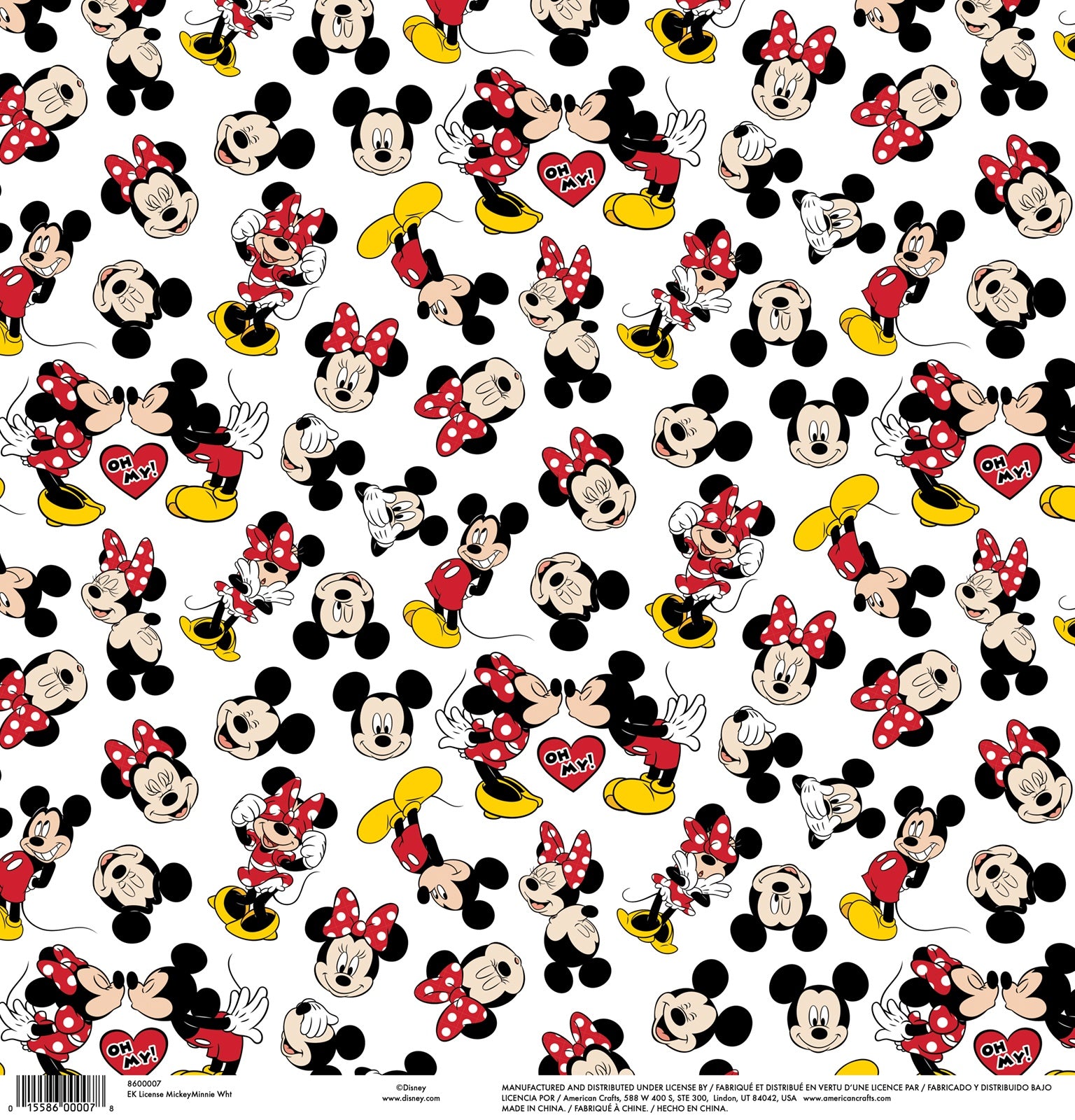 Disney Collection Mickey & Minnie Oh My! 12 x 12 Scrapbook Paper by American Crafts