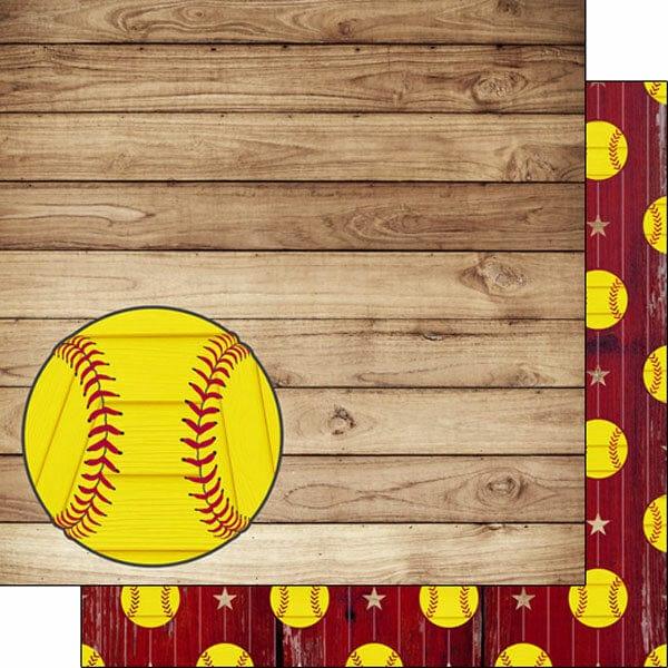 Wood Sports Collection Softball Brown Wood 12 x 12 Double-Sided Scrapbook Paper by Scrapbook Customs