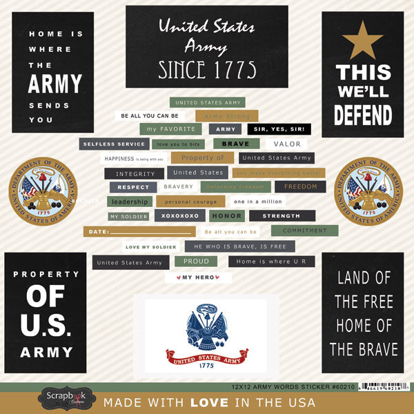 Military Emblem Collection Army 12 x 12 Sticker Sheet by Scrapbook Customs