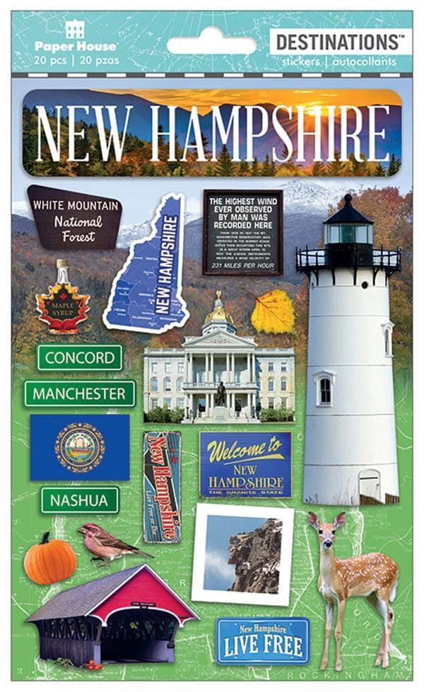 Destinations Collection New Hampshire 5 x 7 3D Foil Scrapbook Embellishment by Paper House Productions - Scrapbook Supply Companies