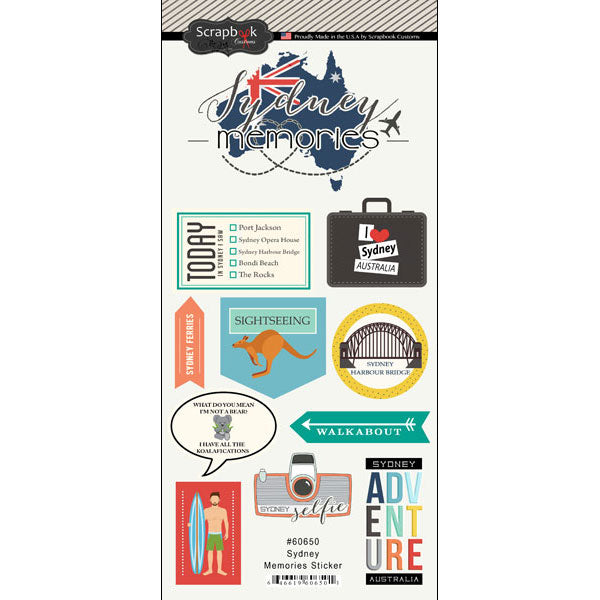 Travel Memories Collection Sydney Memories 6 x 12 Scrapbook Sticker Sheet by Scrapbook Customs