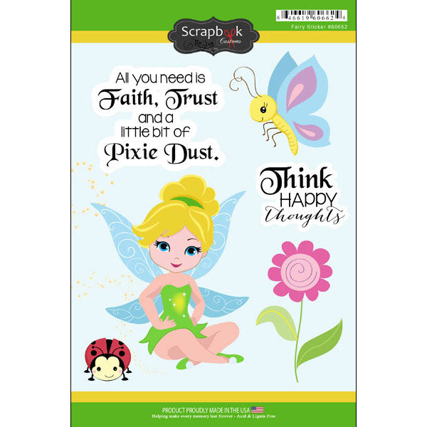 Magical Day of Fun Collection Fairy Girl 6 x 8 Scrapbook Sticker Sheet by Scrapbook Customs