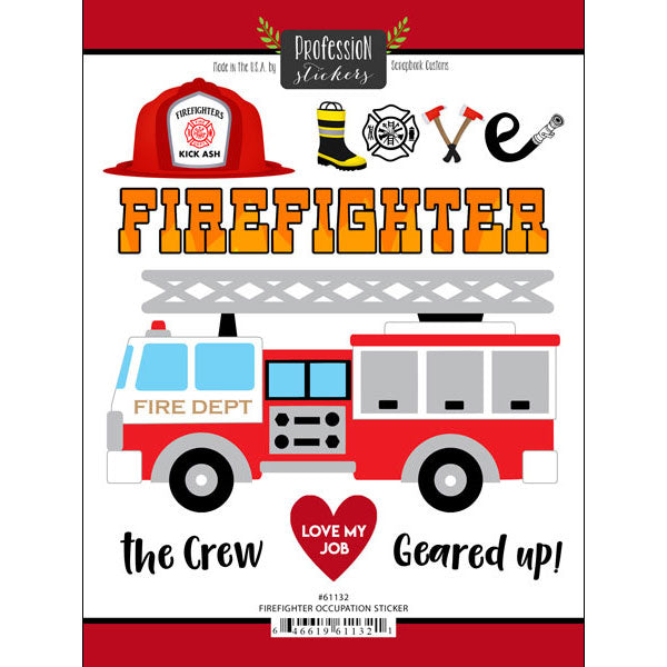 Occupation Collection Firefighter 6x8 Double-Sided Scrapbook Sticker Sheet by Scrapbook Customs