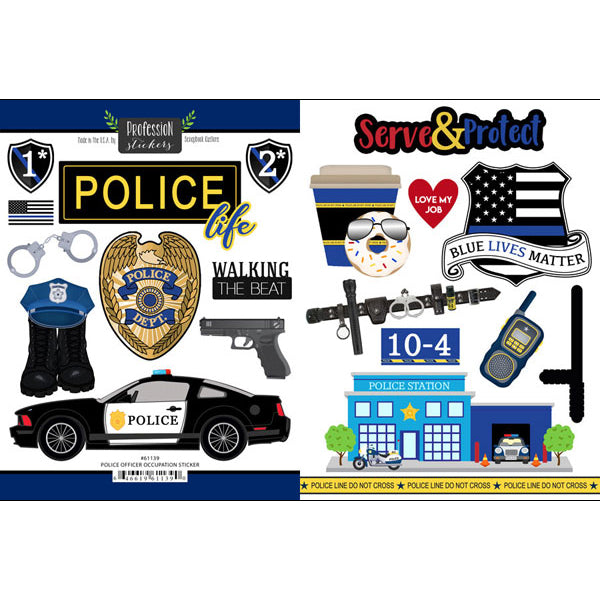 Occupation Collection Police Life 6x8 Double-Sided Scrapbook Sticker Sheet by Scrapbook Customs