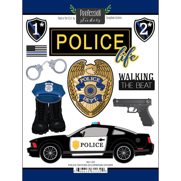 Occupation Collection Police Life 6x8 Double-Sided Scrapbook Sticker Sheet by Scrapbook Customs