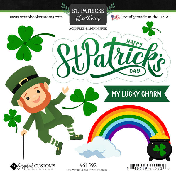 St. Patrick's Day Collection St. Pat's 6x6 Scrapbook Sticker Sheet by Scrapbook Customs