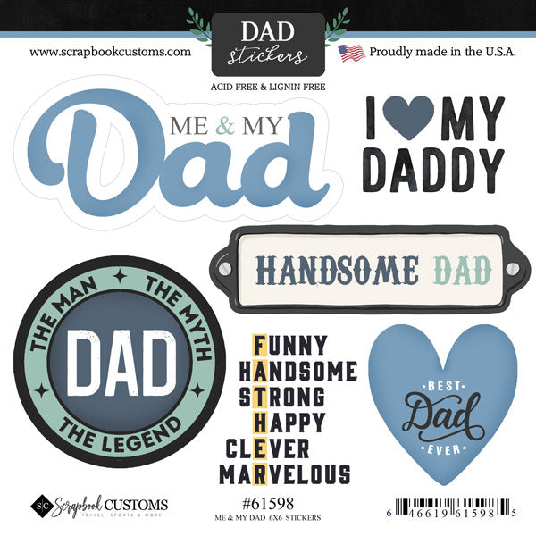 Father's Day Collection Me & My Dad 6x6 Scrapbook Sticker Sheet by Scrapbook Customs