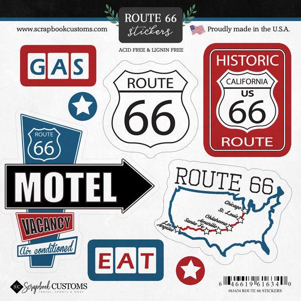 Route 66 Collection 6 x 6 Scrapbook Sticker Sheet by Scrapbook Customs - Scrapbook Supply Companies