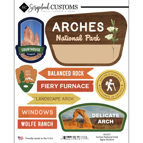 National Park Collection Arches National Park Signs 6x8 Scrapbook Sticker by Scrapbook Customs