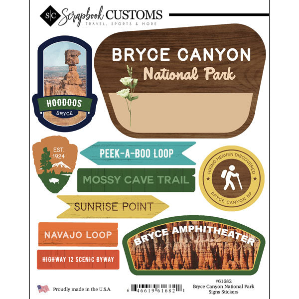 National Park Collection Bryce Canyon National Park Signs 6x8 Scrapbook Sticker by Scrapbook Customs