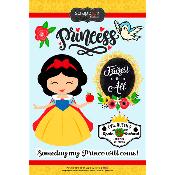 Magical Day of Fun Collection Fairest Princess 6 x 8 Scrapbook Sticker Sheet by Scrapbook Customs
