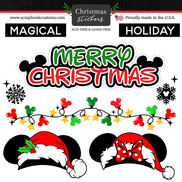 Magical Day of Fun Collection Merry Magical Christmas 6 x 6 Scrapbook Sticker Sheet by Scrapbook Customs