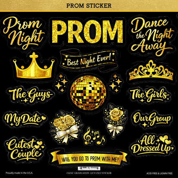 Glitz & Glammer Collection Prom 12 x 12 Scrapbook Sticker Sheet by Scrapbook Customs