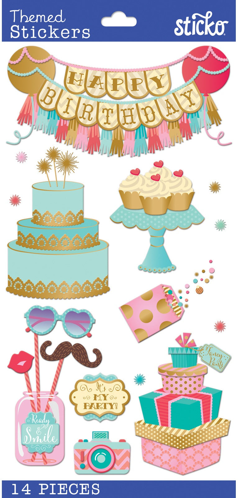 Birthday Collection Fancy Pants Birthday 4 x 7 Dimensional Scrapbook Sticker by Sticko