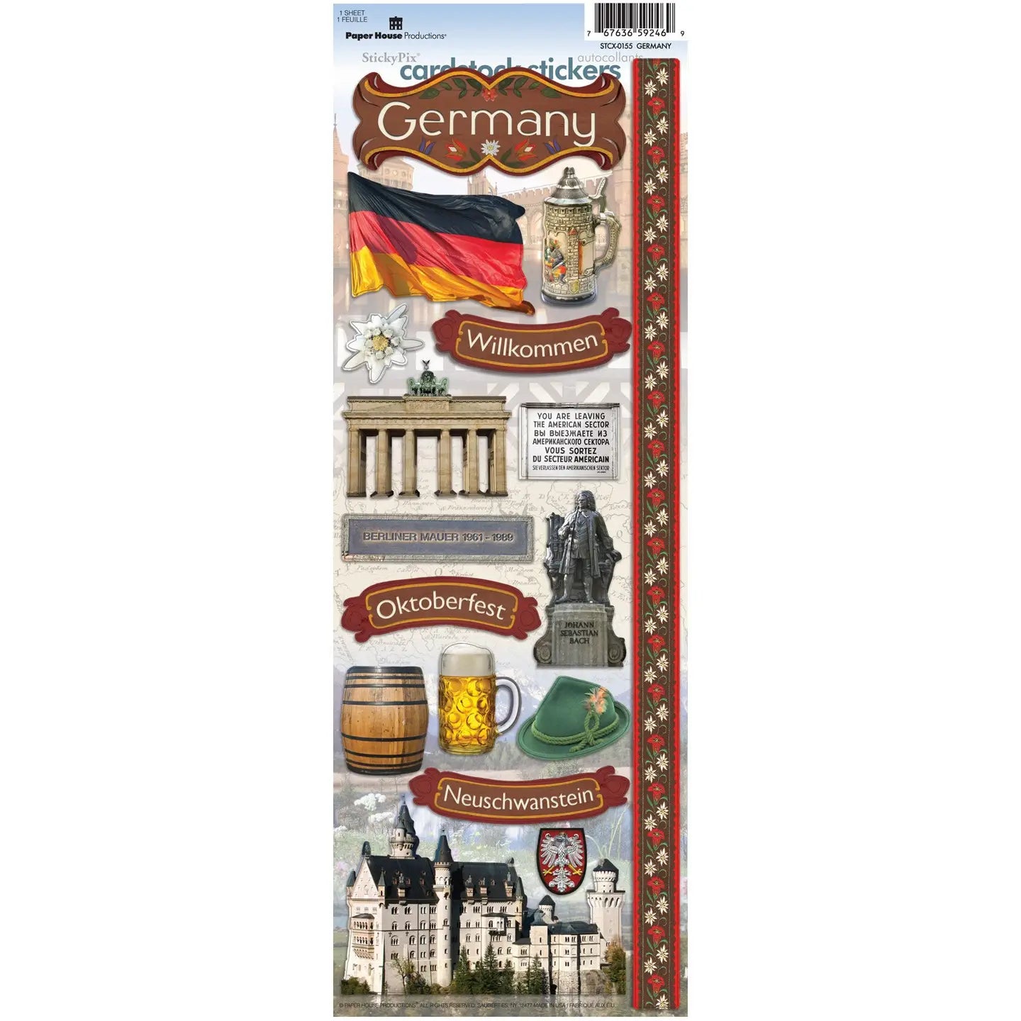 Germany Collection  4.5 x 13 Cardstock Sticker by Paper House Productions
