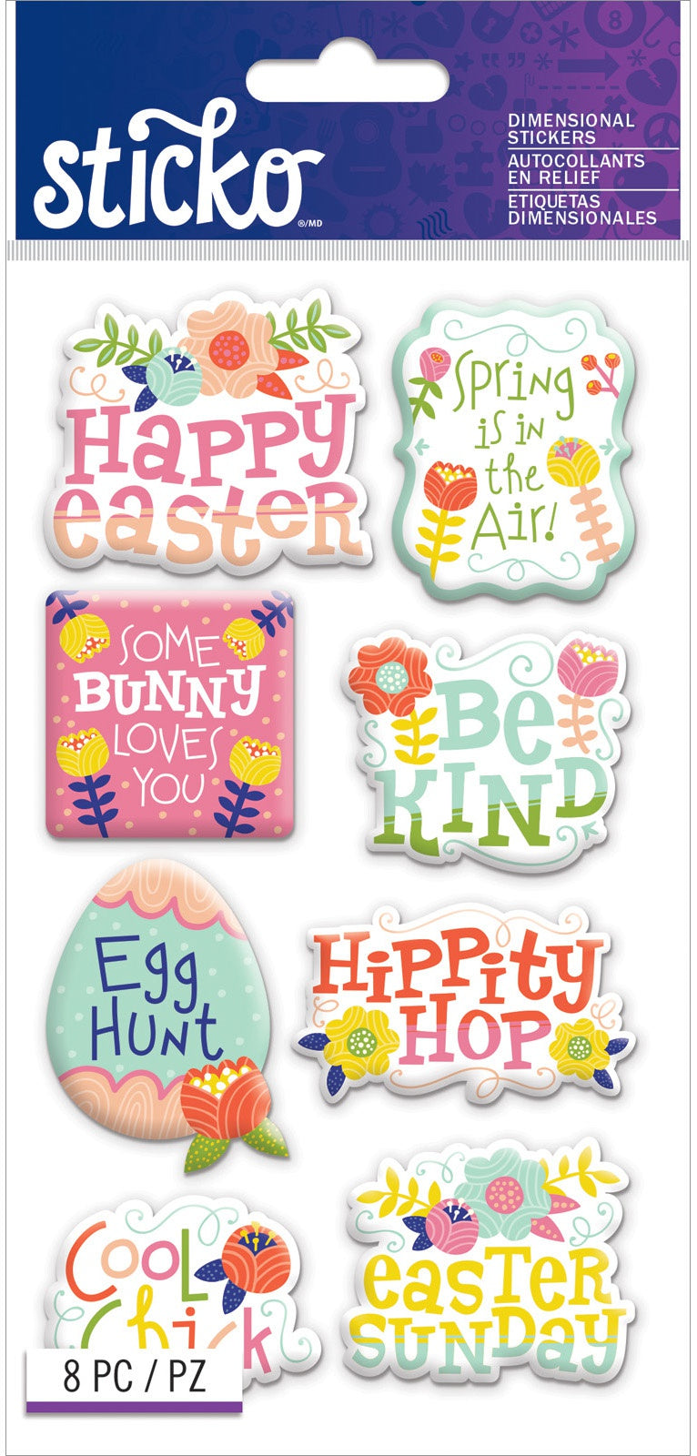 Easter Collection Easter Bubble Sentiments 4 x 7 Dimensional Scrapbook Sticker Sheet by Sticko
