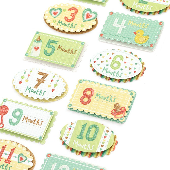 Family Collection Baby's First Year 4 x 7 Dimensional Scrapbook Sticker Sheet by Sticko