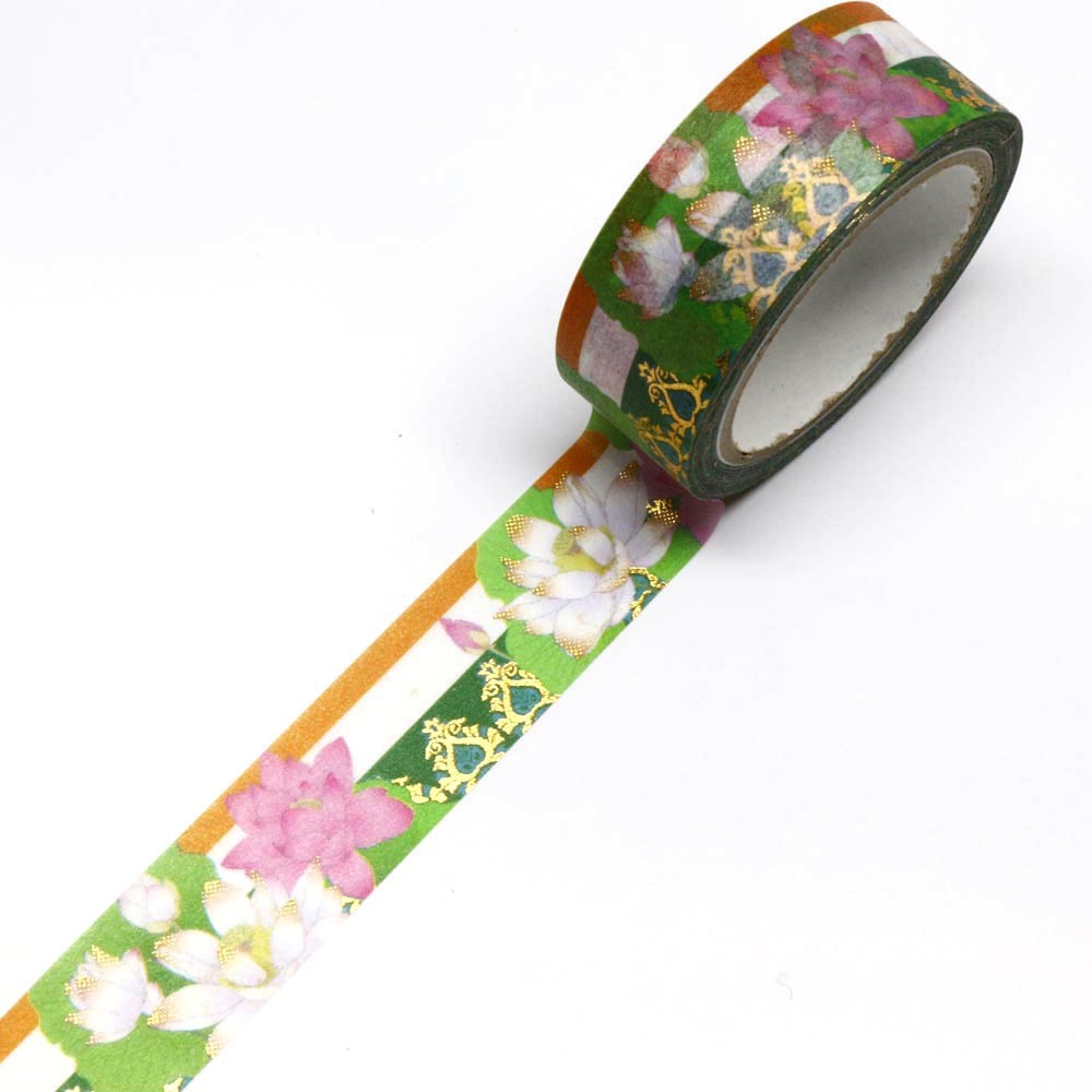 World Travel Collection  India Lotus Gold Foil Decorative Washi Tape - 15mm x 7m
