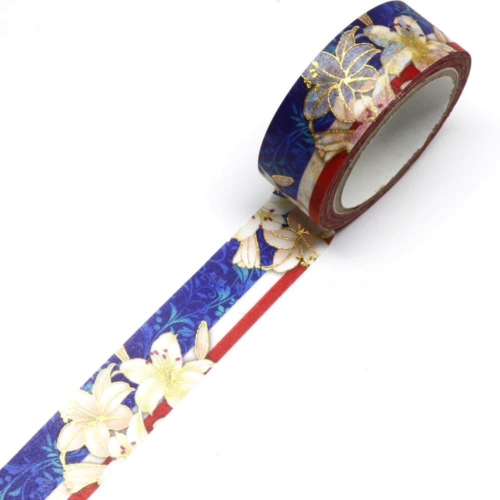 World Travel Collection  France Lily Gold Foil Decorative Washi Tape - 15mm x 7m