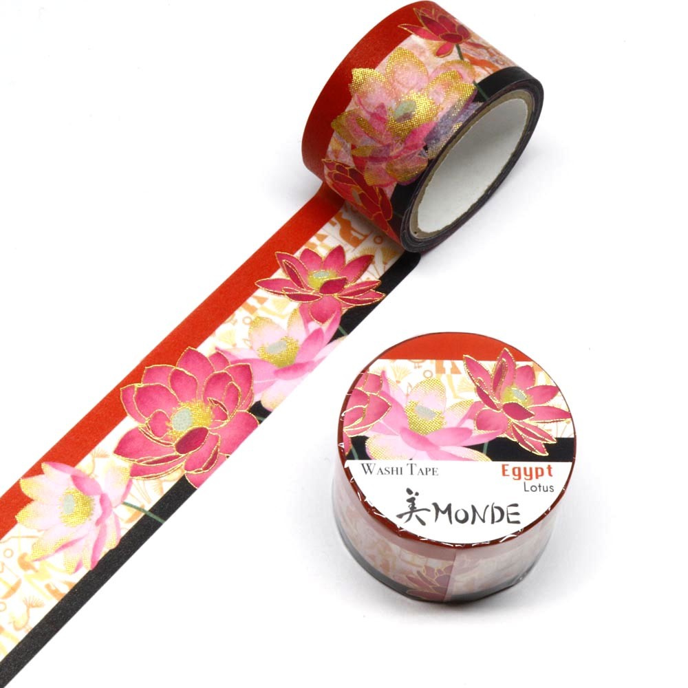 World Travel Collection  Egypt Lotus Gold Foil Decorative Washi Tape - 25mm x 5mm