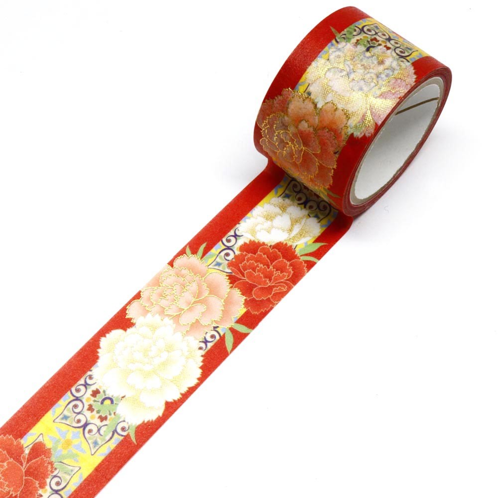 World Travel Collection  Spain Carnation Gold Foil Decorative Washi Tape - 25mm x 5mm