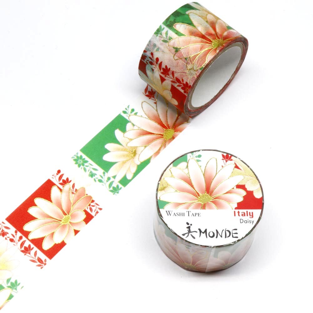 World Travel Collection  Italy Daisy Gold Foil Decorative Washi Tape - 25mm x 5mm
