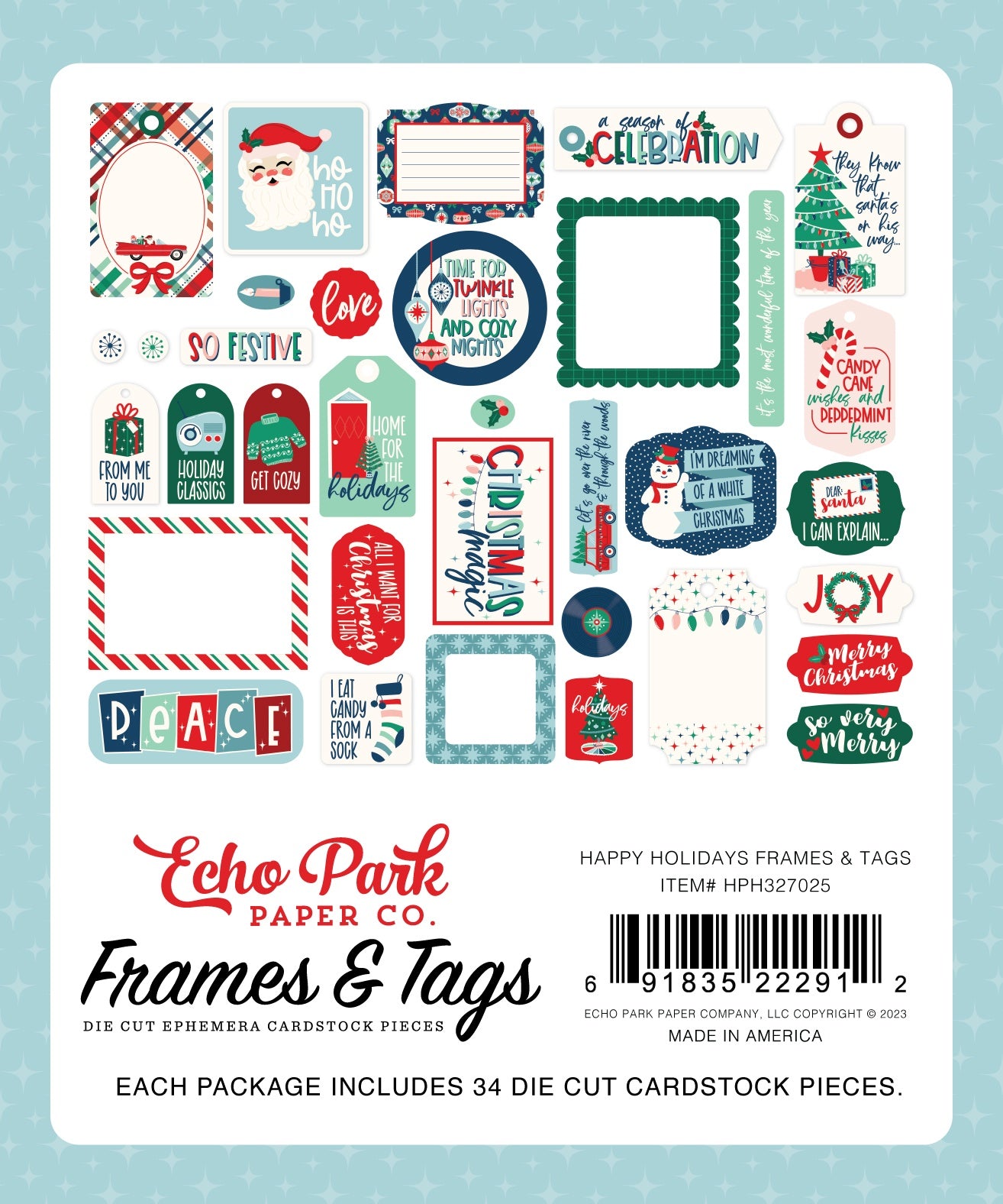 Happy Holidays Collection 5 x5 Scrapbook Frames & Tags by Echo Park Paper