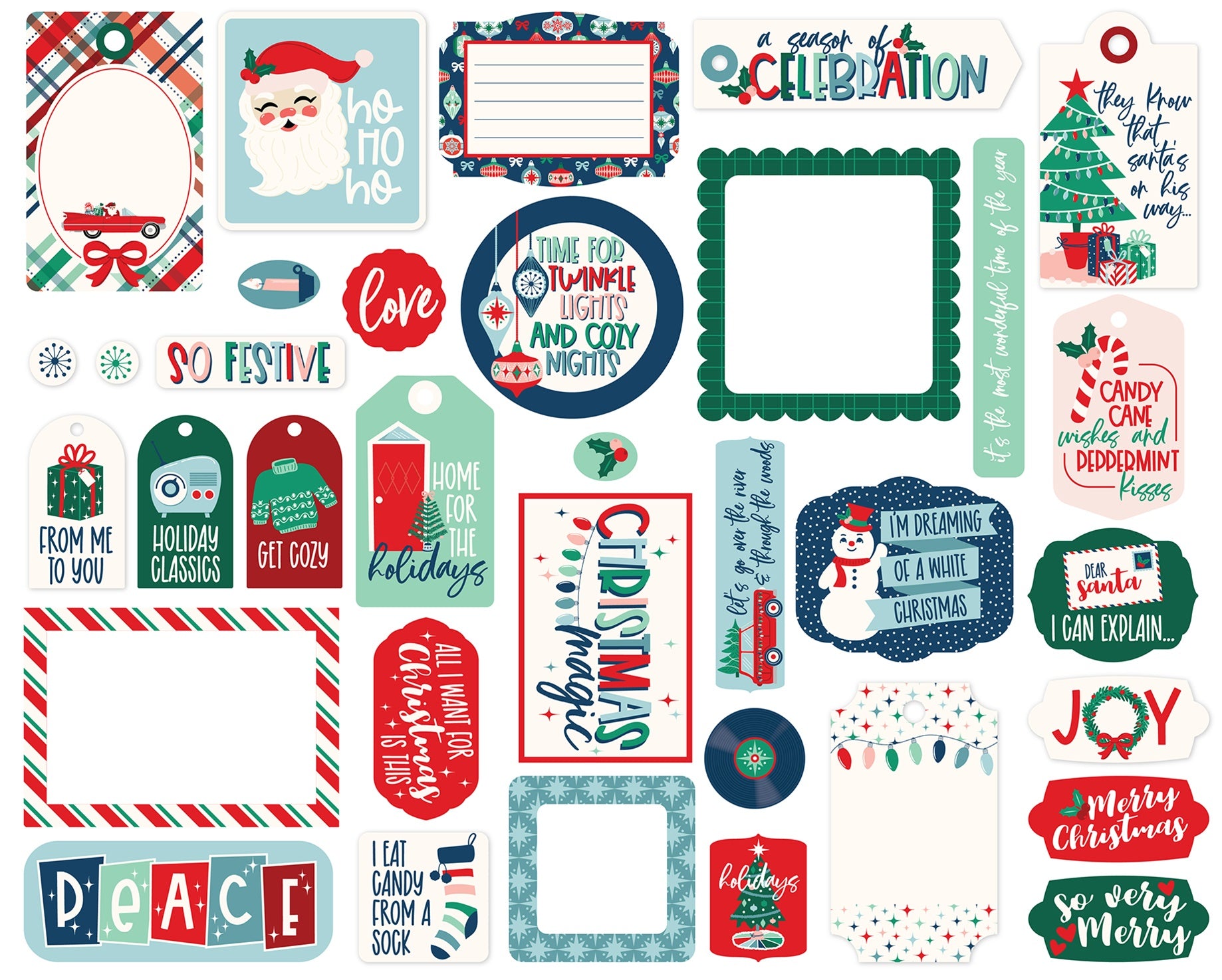 Happy Holidays Collection 5 x5 Scrapbook Frames & Tags by Echo Park Paper