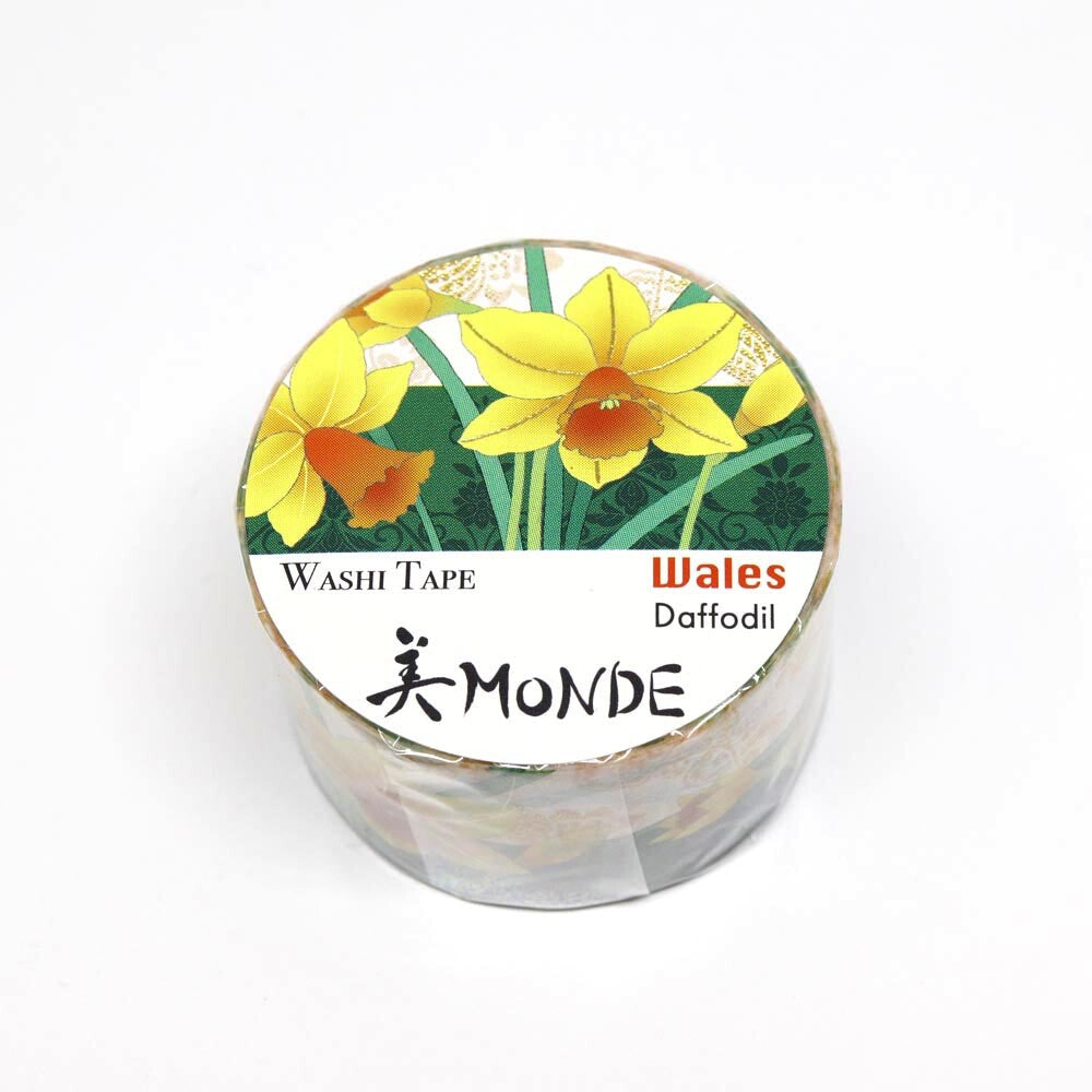 World Travel Collection  Wales Daffodil Gold Foil Decorative Washi Tape - 25mm x 5mm