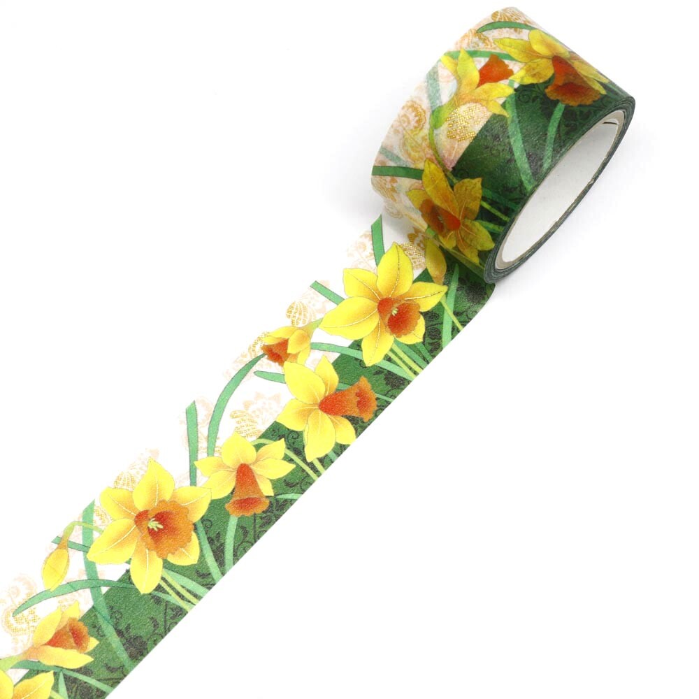 World Travel Collection  Wales Daffodil Gold Foil Decorative Washi Tape - 25mm x 5mm