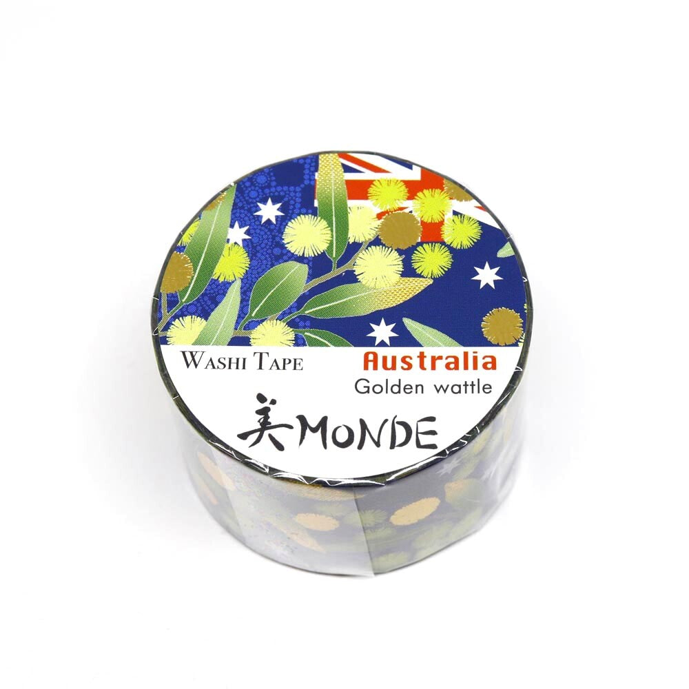 World Travel Collection  Australia Golden Wattle Gold Foil Decorative Washi Tape - 25mm x 5mm
