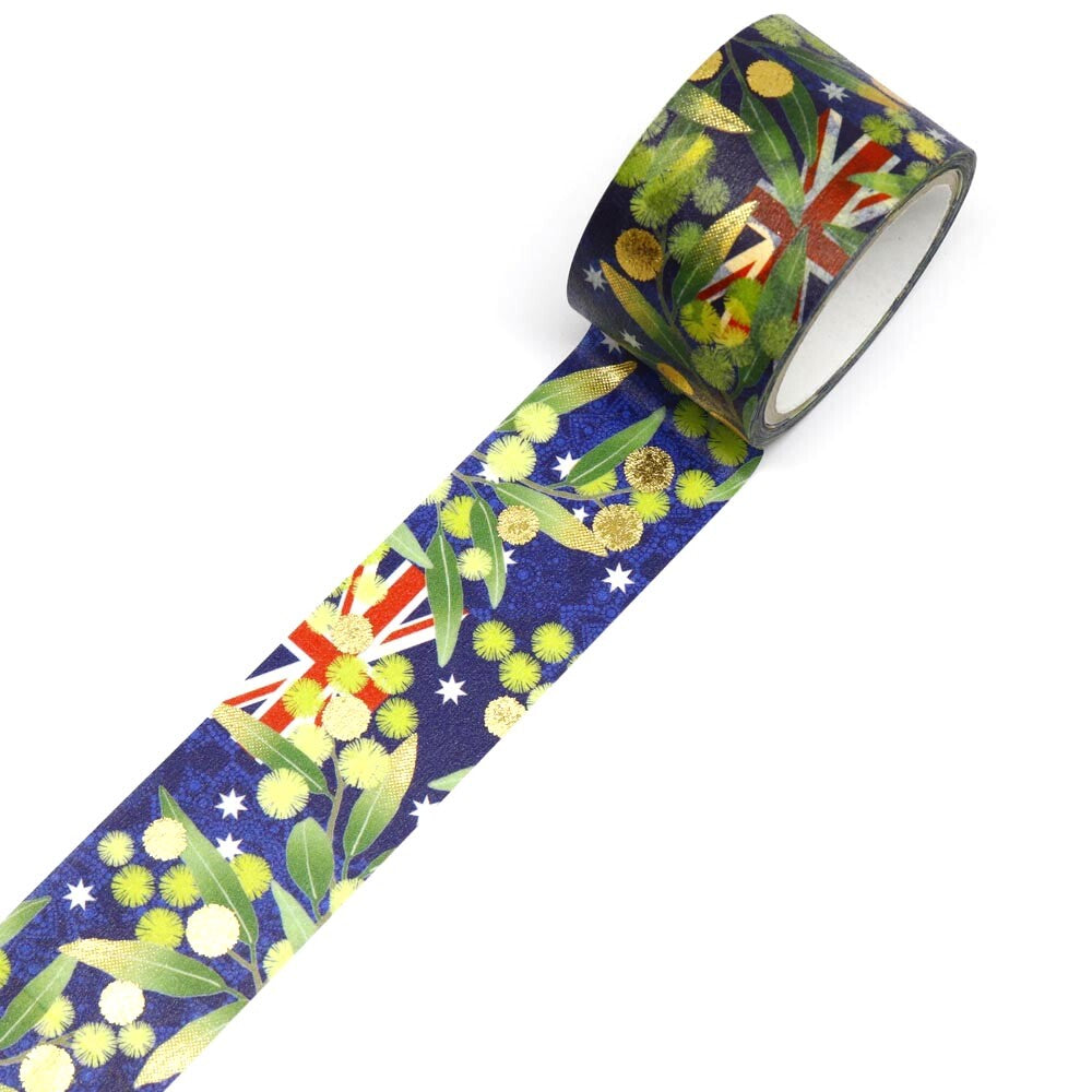 World Travel Collection  Australia Golden Wattle Gold Foil Decorative Washi Tape - 25mm x 5mm