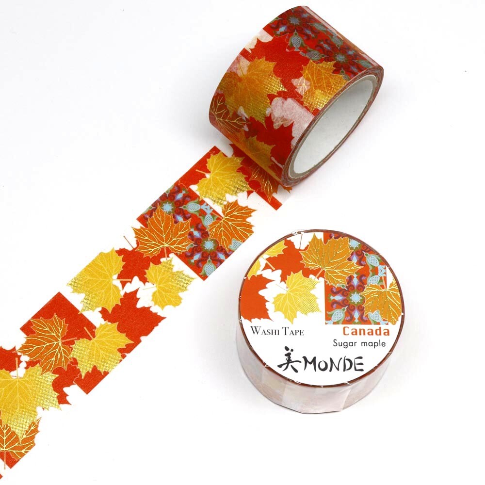World Travel Collection  Canada Sugar Maple Gold Foil Decorative Washi Tape - 25mm x 5mm