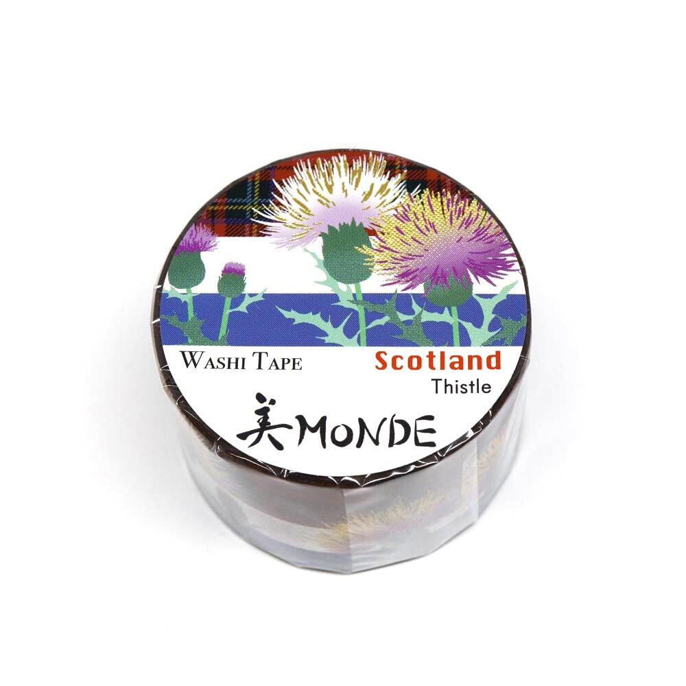 World Travel Collection  Scotland Thistle Gold Foil Decorative Washi Tape - 25mm x 5mm