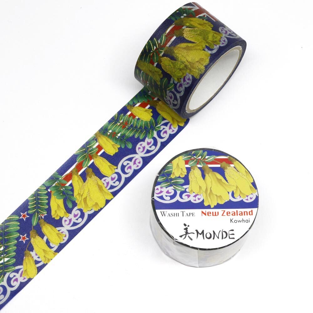 World Travel Collection  New Zealand Kowhai Gold Foil Decorative Washi Tape - 25mm x 5mm