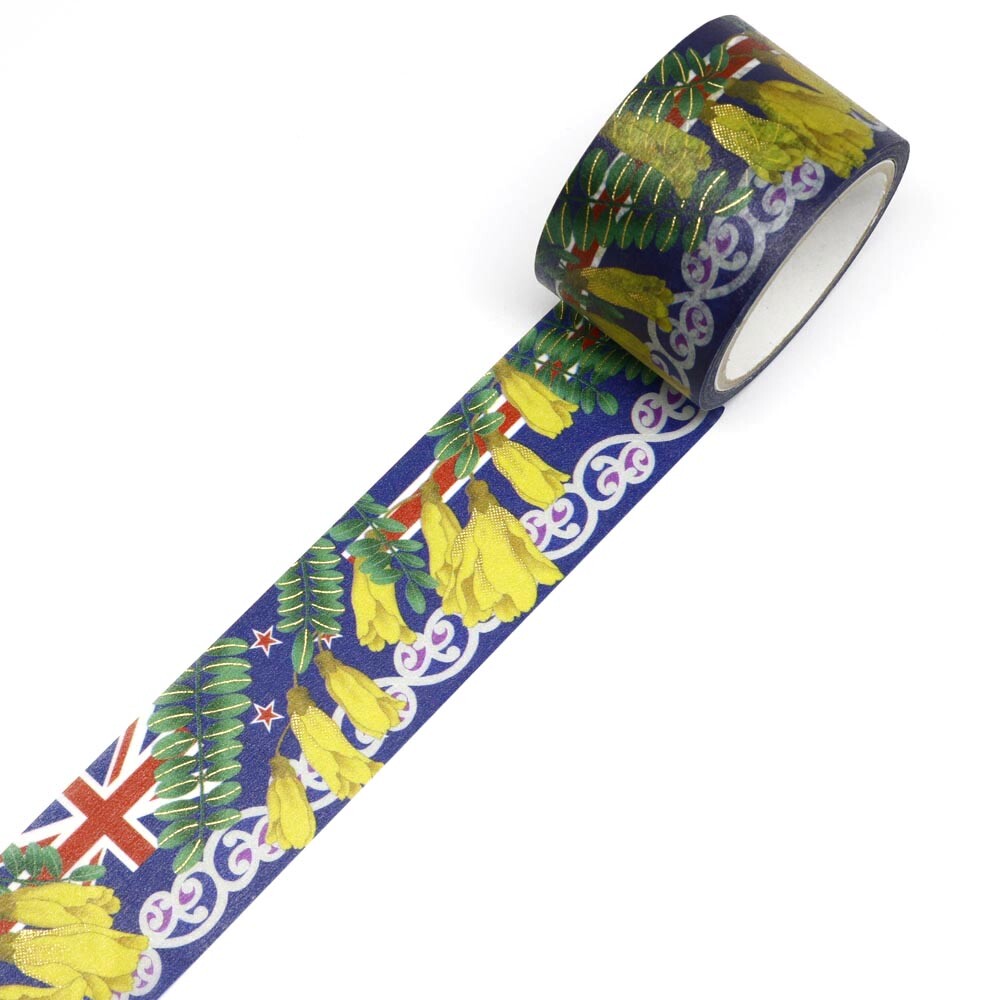 World Travel Collection  New Zealand Kowhai Gold Foil Decorative Washi Tape - 25mm x 5mm